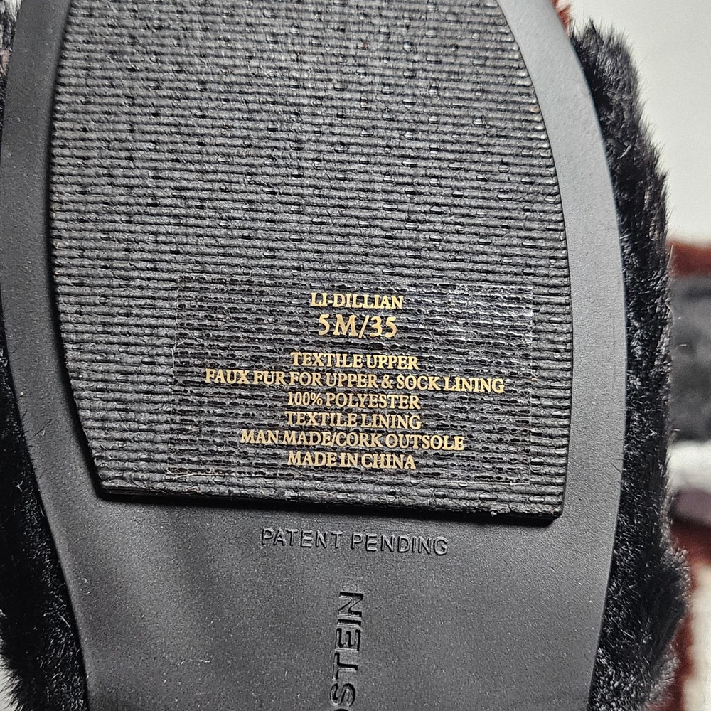Lori Goldstein Li-Dillian Black Brown Faux Fur Slide Slippers Womens 5M 35 NEW - Picture 8 of 11